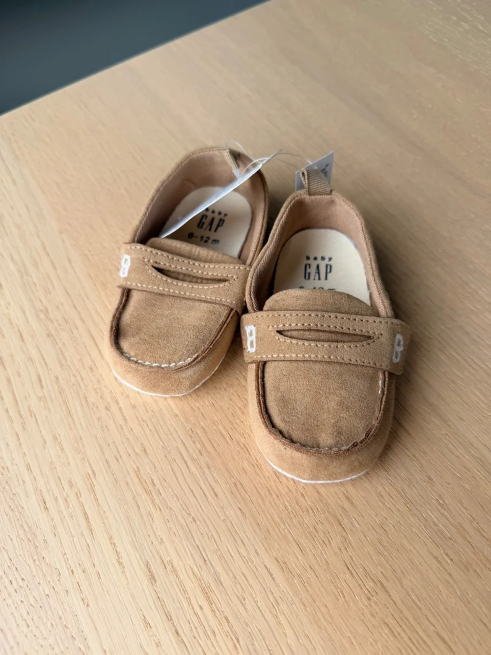 Baby Gap tan faux suede penny loafers- 6-12 months